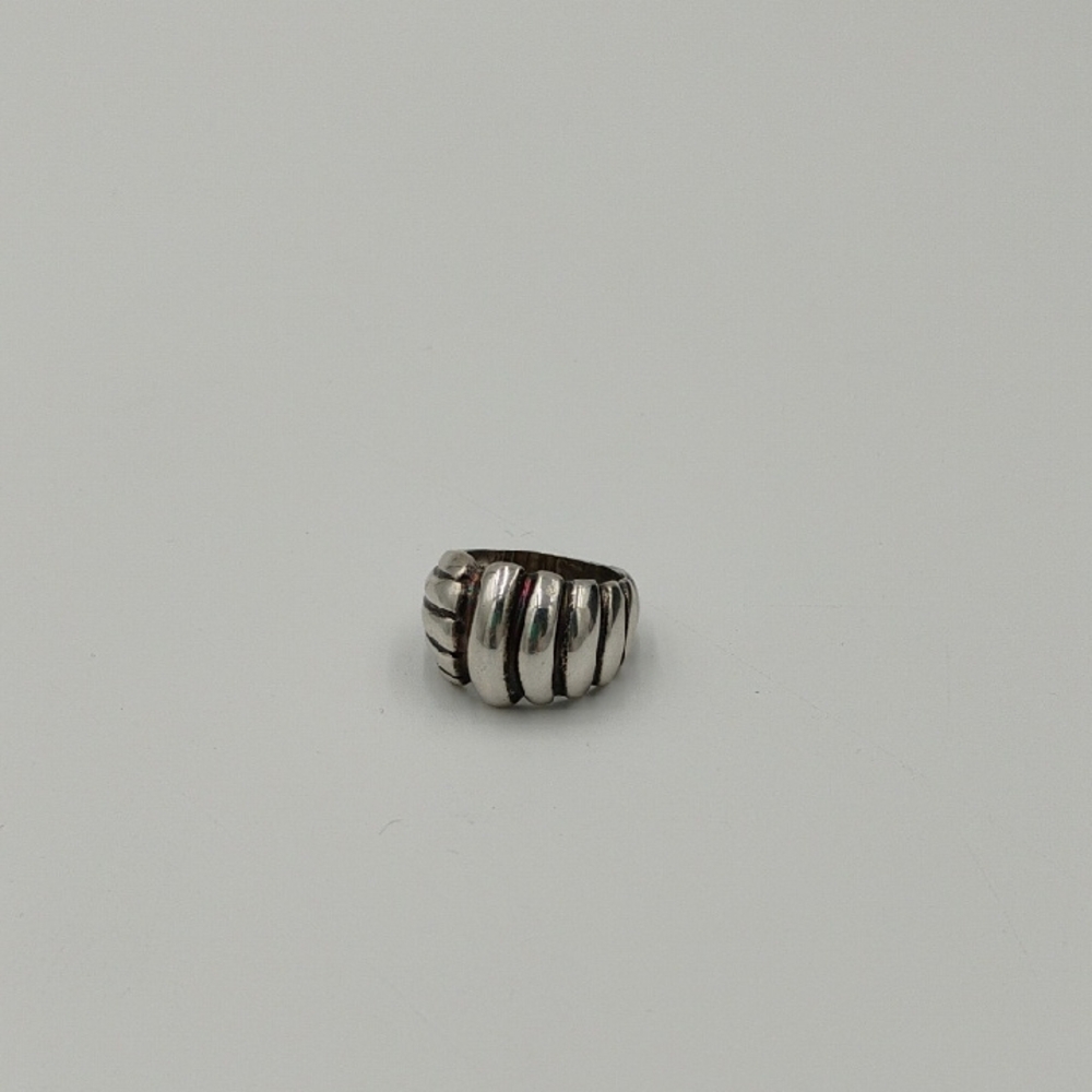 Sterling Silver 925 Ribbed Band Ring